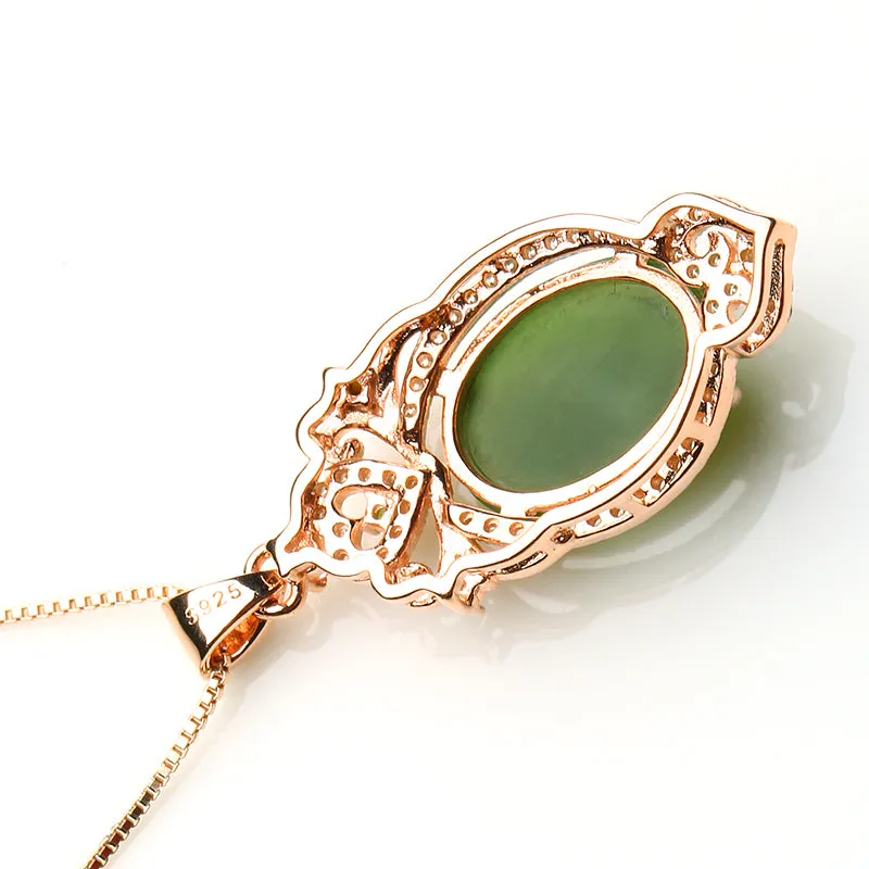 Natural Jade Pendant Nephrite Silver Pendant PT19