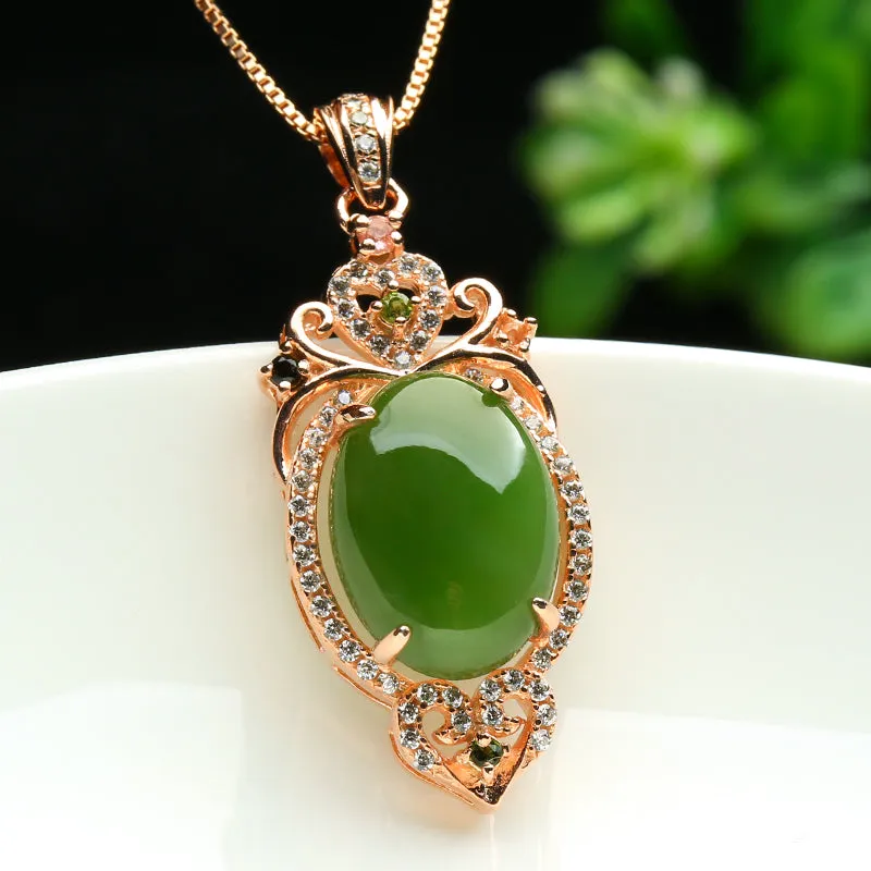 Natural Jade Pendant Nephrite Silver Pendant PT19