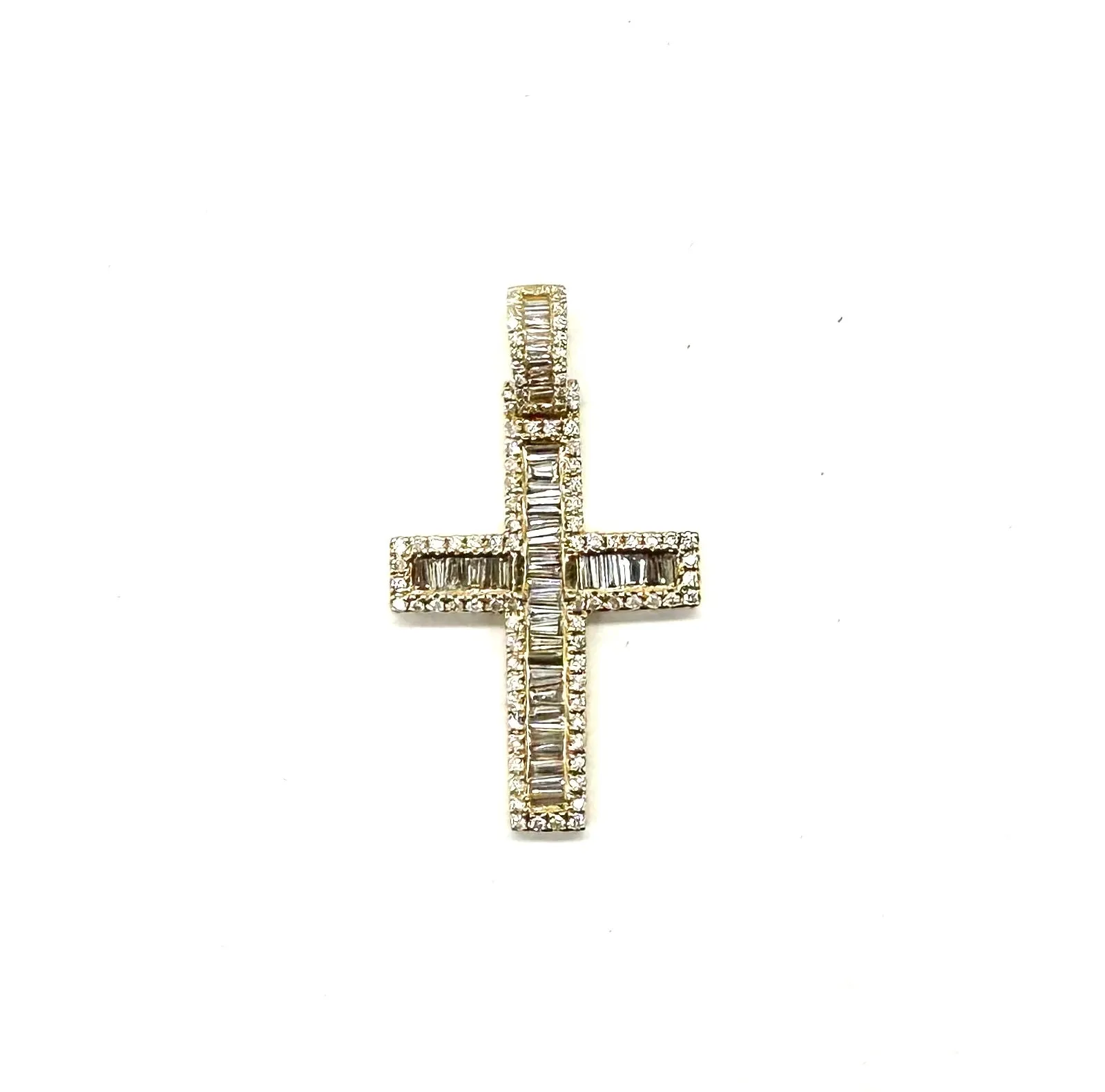 New 1.79 Ctw Baguette & Round Diamond Cross