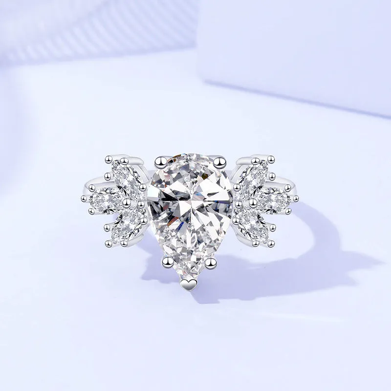 New s925 sterling silver micro-paved zircon ring for women light luxury geometric ring