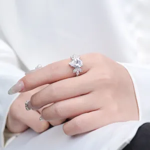 New s925 sterling silver micro-paved zircon ring for women light luxury geometric ring