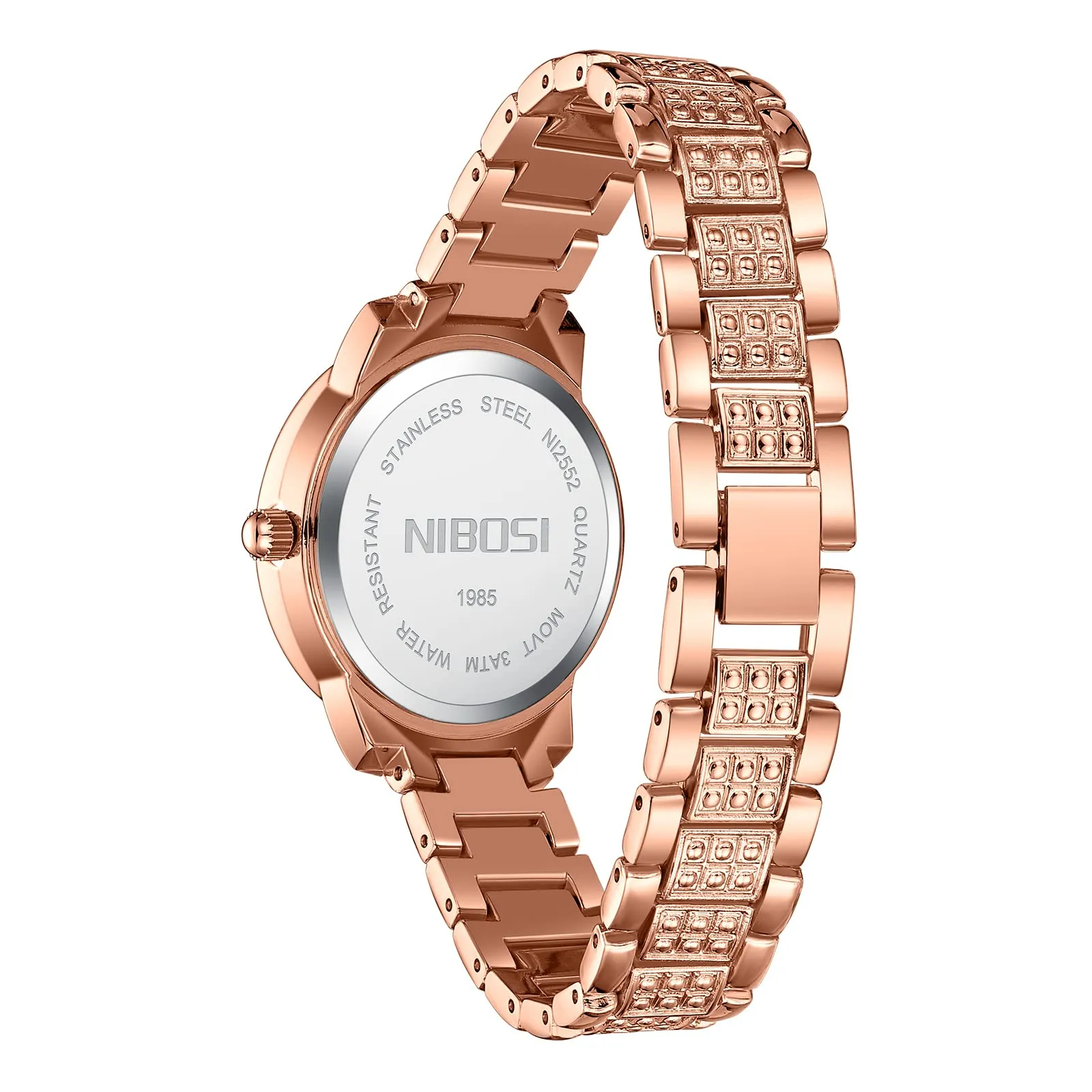 NIBOSI Women Wrist Watches Analog Stainless Steel Rose Gold Band and Dial Women's Watch for Girls&Miss&Ladies Diamond Studded with Stylish Girlfriend Watches