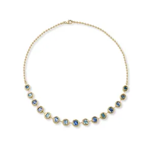 One-of-a-Kind Pillow Necklace with Aquamarine and Sapphires