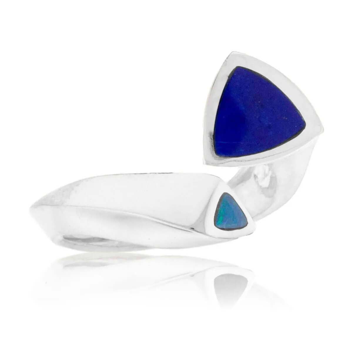 Opal & Lapis Trillion Shape Double Inlay Ring