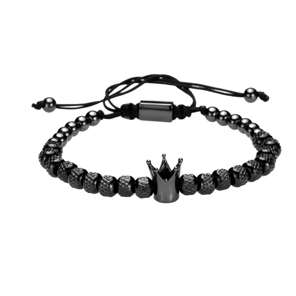 Original Design Crown 3-Piece Men's and Women's Bead Stainless Steel Handmade Bracelet