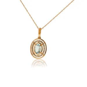 Oval Aquamarine and Diamond Double Oval Pendant