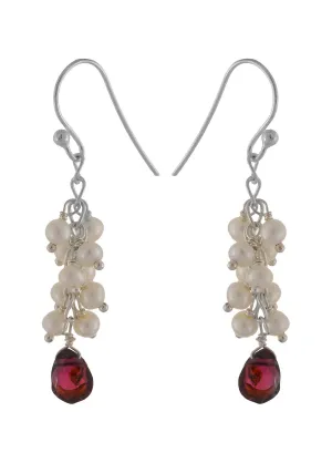 Pearl & Garnet Beaded Earrings