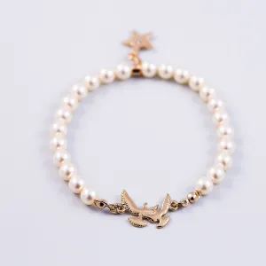 Personalised Bird Pearl Bracelet Made with Pearls from Swarovski ®