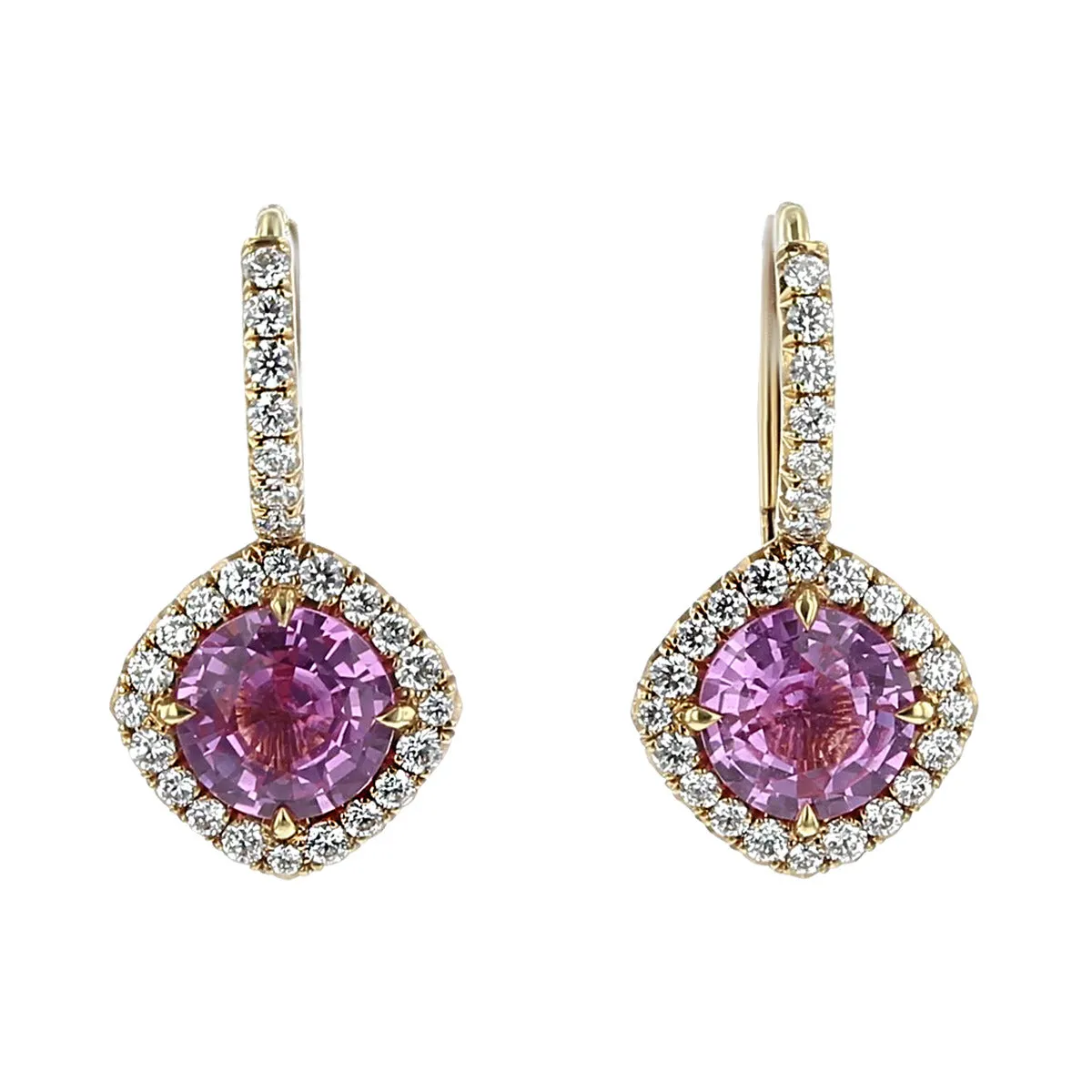 Pink Sapphire and Diamond Drop Earrings