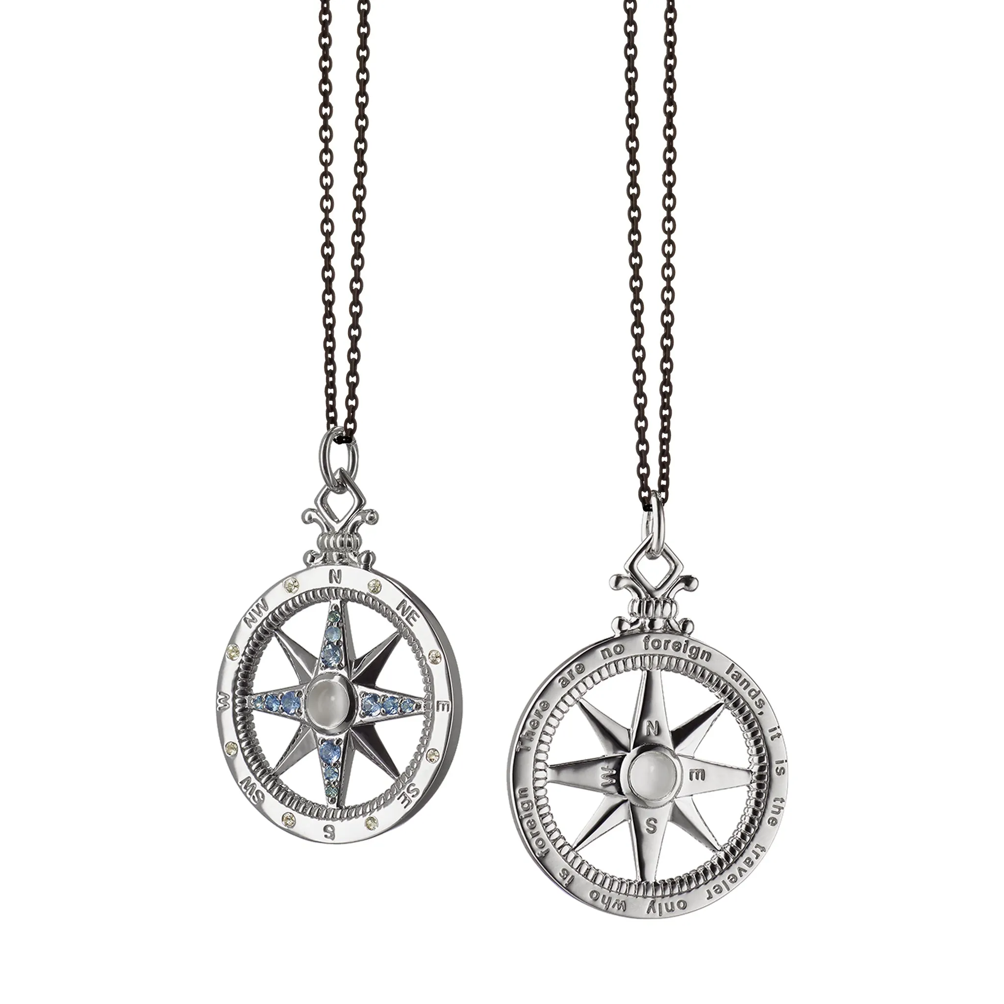 "Adventure" Global Compass Charm with Sapphires