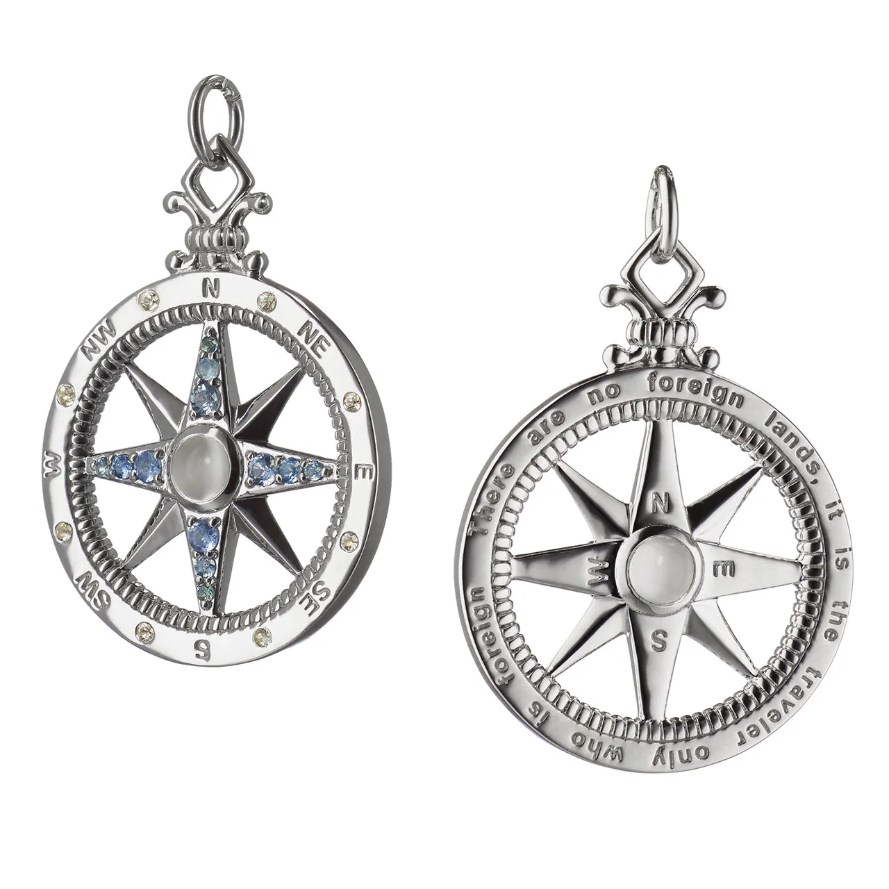 "Adventure" Global Compass Charm with Sapphires