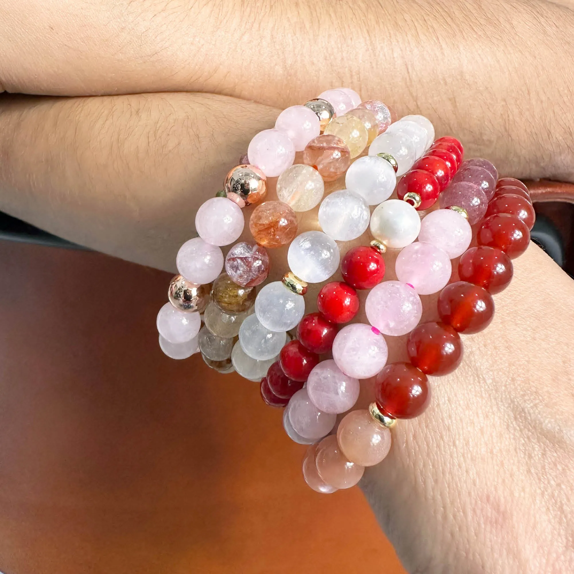 Red Coral and Freshwater Pearl Bracelet