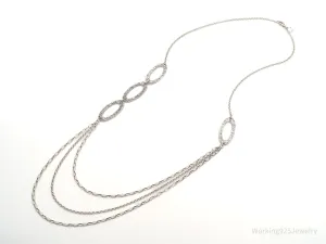 Retired Designer Silpada Cascading Ovals Sterling Silver Necklace - 32"