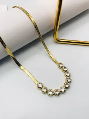 Retro Colored Zircon Titanium Stainless Steel Necklace