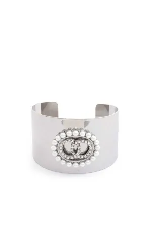 Rhinestone Pearl Cuff Bracelet