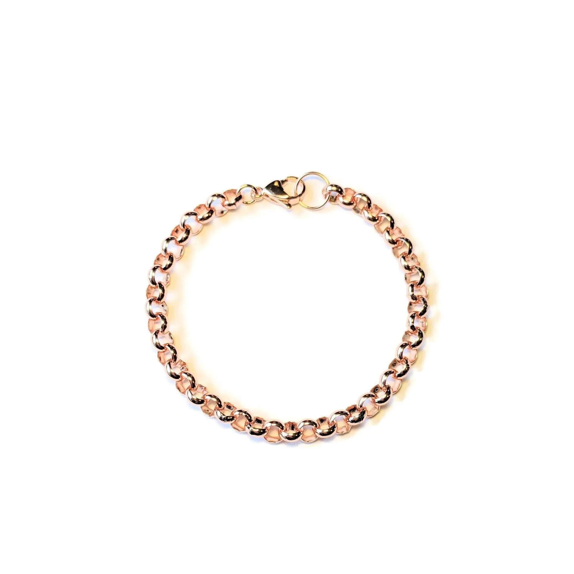 Rose Gold 7mm Rolo Charm Bracelet Base - D.I.Y. - BUILD YOUR CHARM BRACELET!