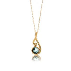 Round Aquamarine & Diamond Pendant