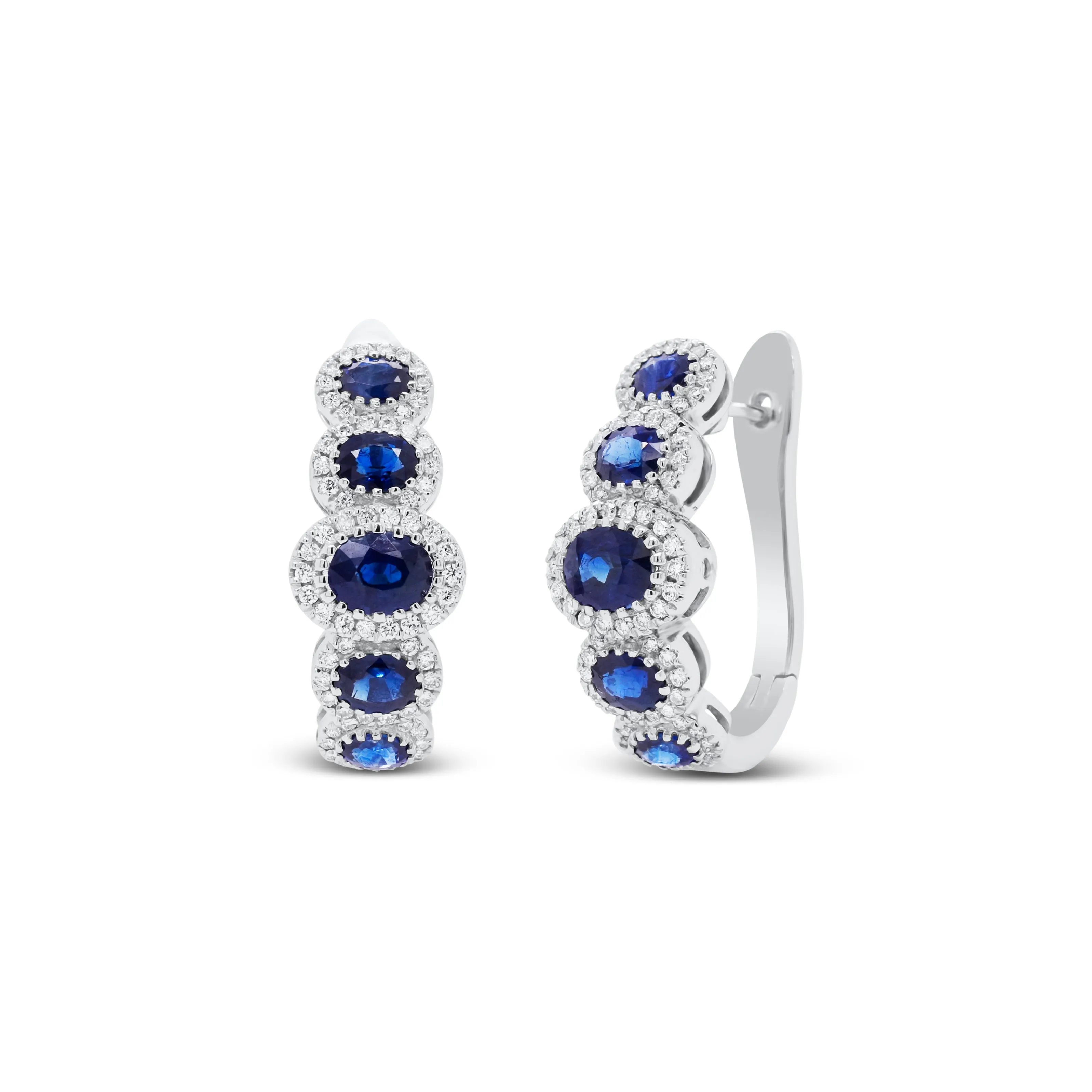 Sapphire & Diamond Halo Hoop Earrings