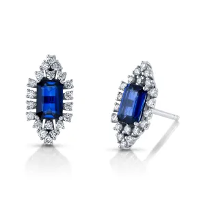 Sapphire Diamond Earrings, Pair