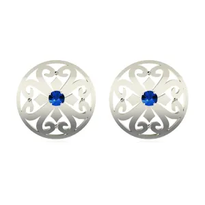 SCOTTISH SCROLL HEART EARRINGS WITH SAPPHIRE