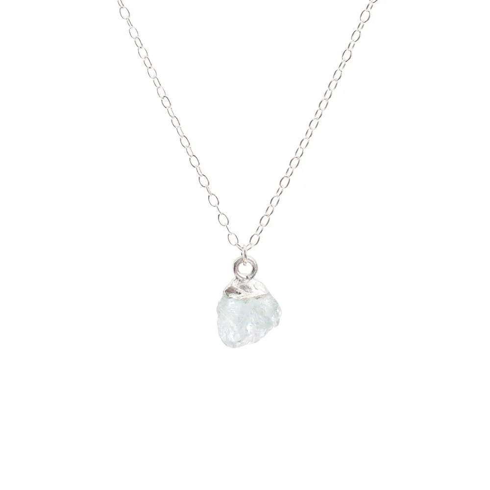 Silver Aquamarine Raw Crystal Necklace