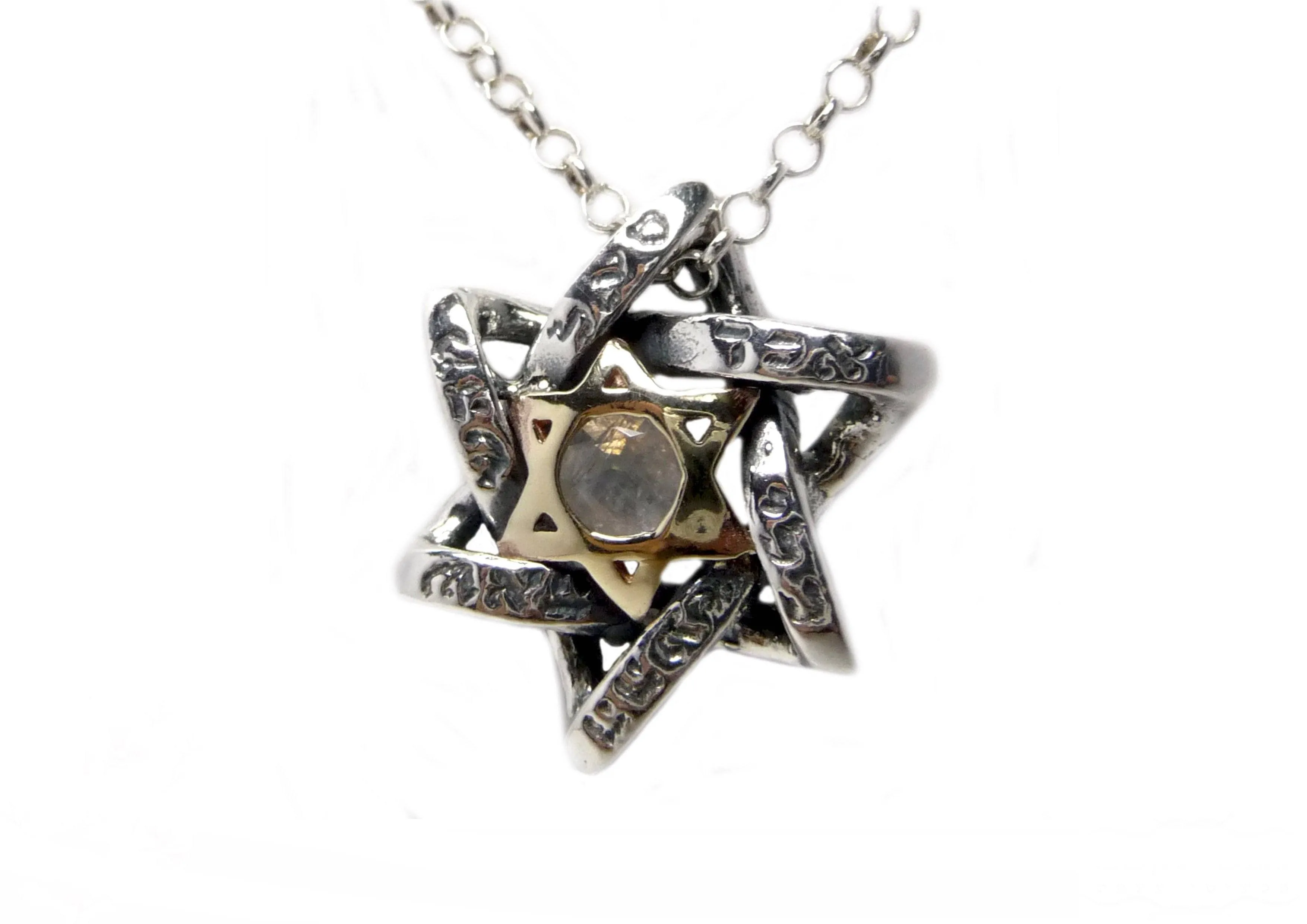 Silver Braided Star Kabbalah Pendant Necklace