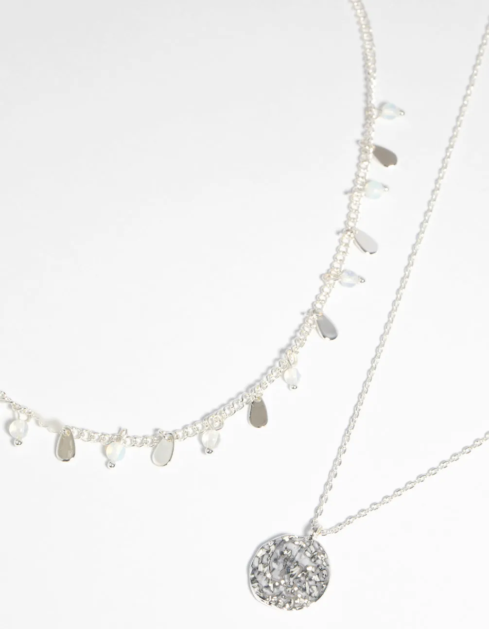 Silver Plated Moonstone Necklace Set