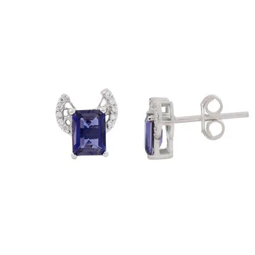 Silver Tanzanite Wings Of Cat Earrings