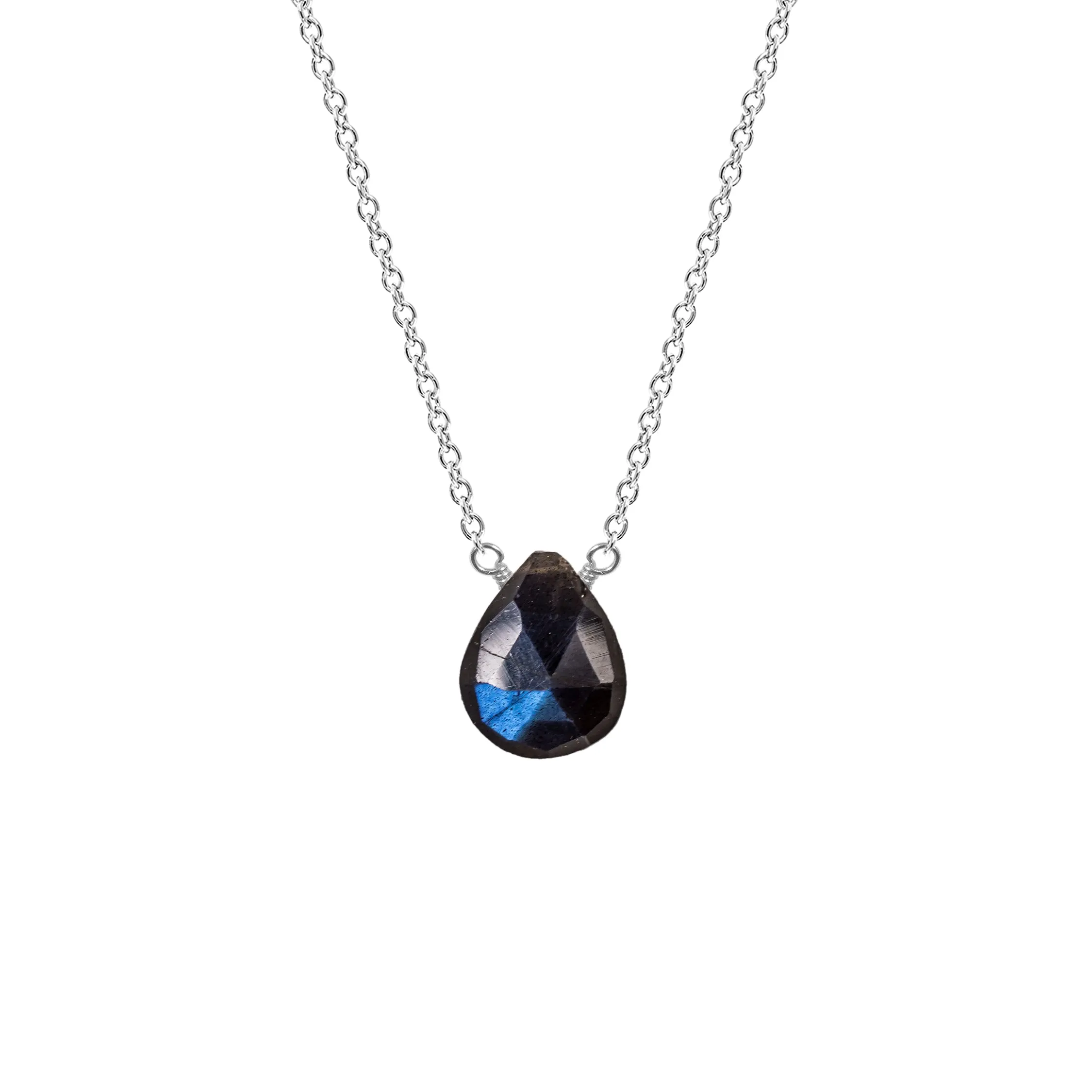 Single Drop Gemstone Necklace (Pear Shape)