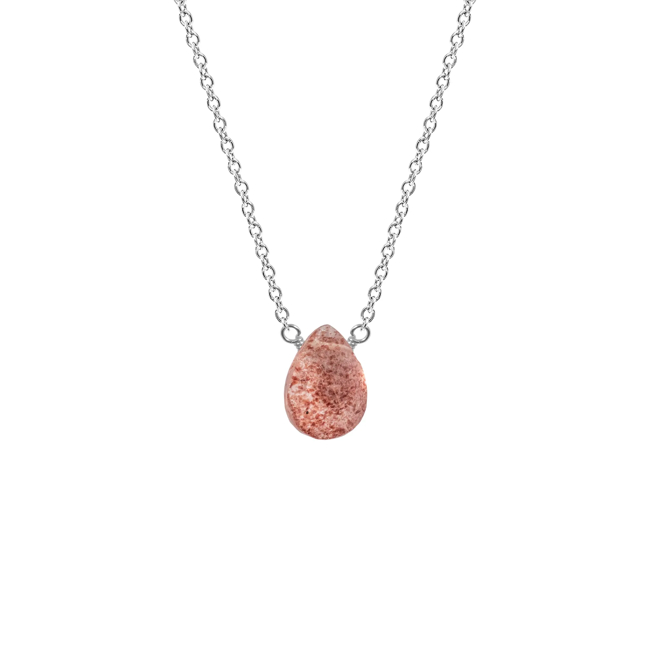 Single Drop Gemstone Necklace (Pear Shape)