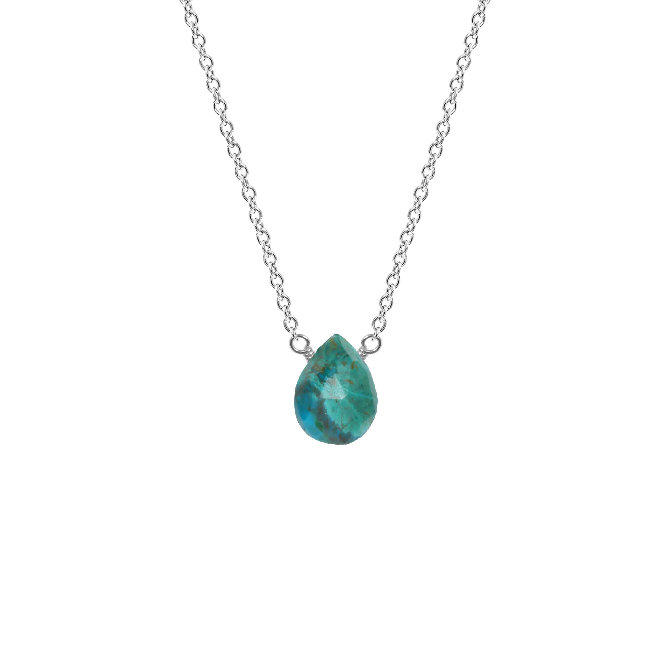 Single Drop Gemstone Necklace (Pear Shape)