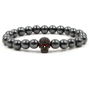 Skull Armor Head Environmentally Friendly Magnetic Black Stone Bracelet