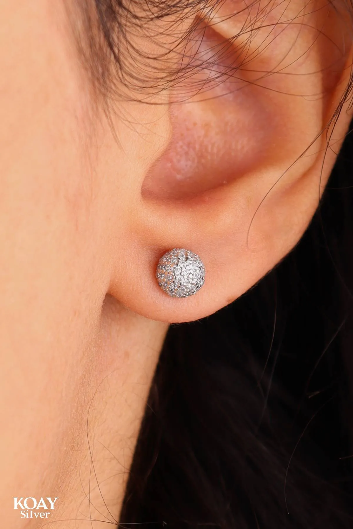 Small Zircon Ball Earring