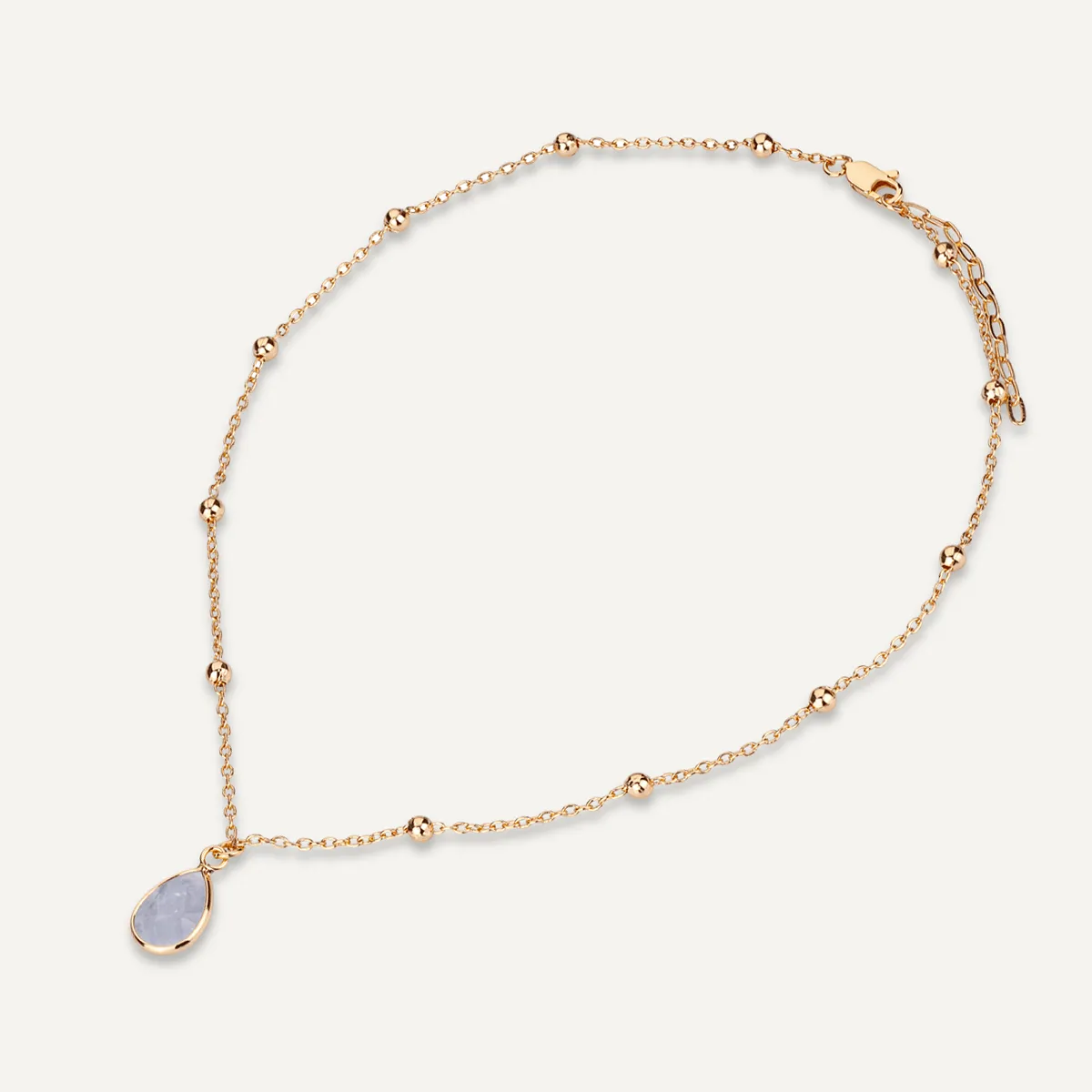 Sparkling Crystal & Moonstone Clasp Necklace In Gold-Tone