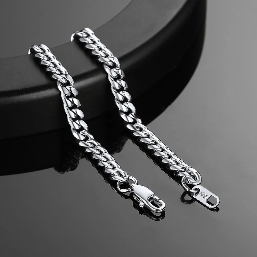 Stainless Steel Cuban Link Chain Bracelet Gift for Men