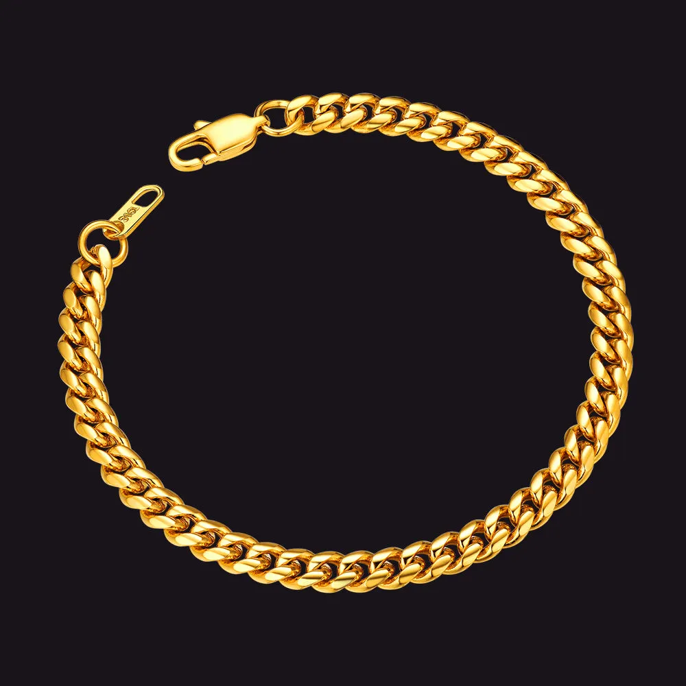 Stainless Steel Cuban Link Chain Bracelet Gift for Men