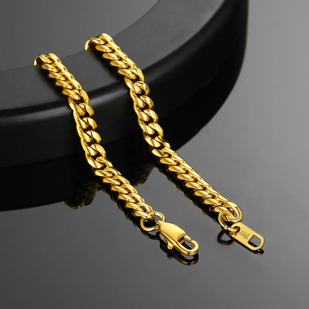 Stainless Steel Cuban Link Chain Bracelet Gift for Men