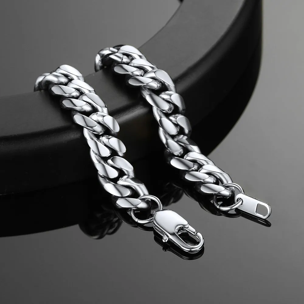 Stainless Steel Cuban Link Chain Bracelet Gift for Men