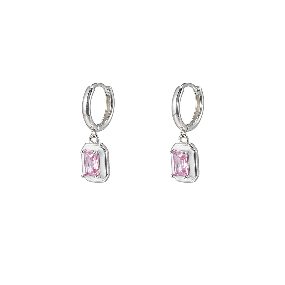 Sterling Silver Gemstone Hoop Earrings