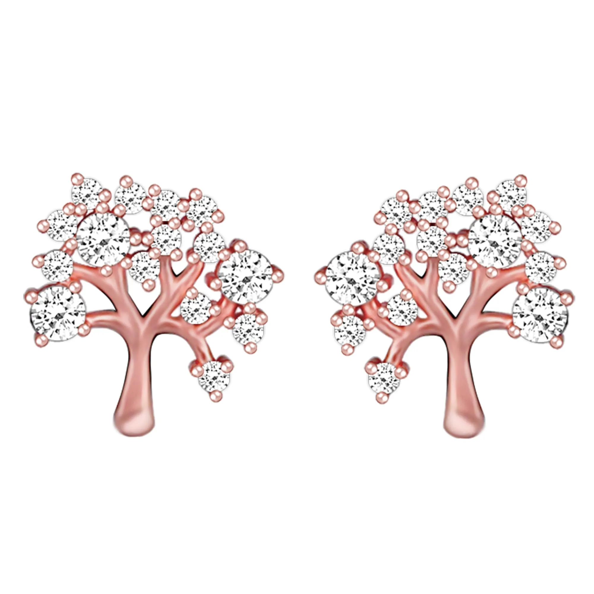 Sterling Silver Hypoallergenic Rose Gold Tree of Life Earrings