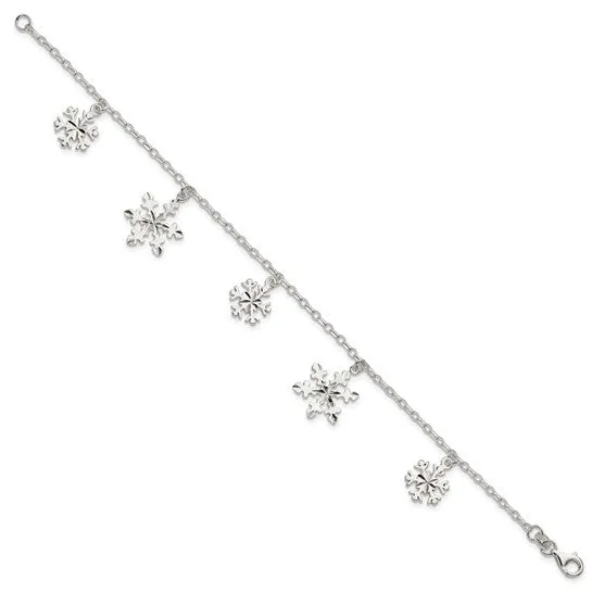 Sterling Silver Snowflake Charm Bracelet