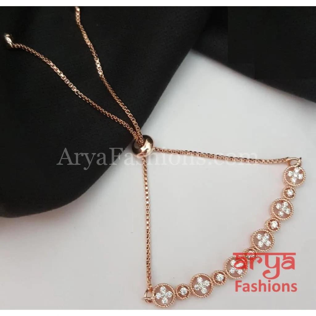 Tania Golden CZ Chain Bracelet/ CZ Trendy Rose Gold Bracelet