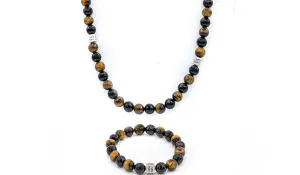 Tigers Eye & Onyx Natural Gemstone Centerpiece Set