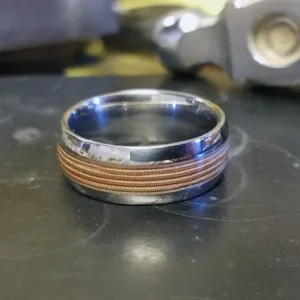 Titanium Guitar String Ring, Custom Made Bands USA Made Wedding Band