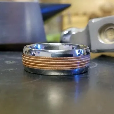 Titanium Guitar String Ring, Custom Made Bands USA Made Wedding Band