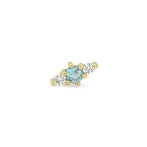 Triple Gemstone 18K Stud