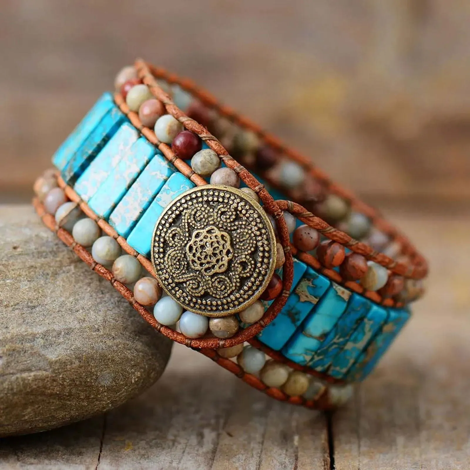 Turquoise Treasures Leather Cuff