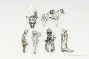 Vintage Antique Western Sterling Silver Charms Lot