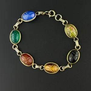 Vintage Beetle Bug Scarab Gold Fill Bracelet