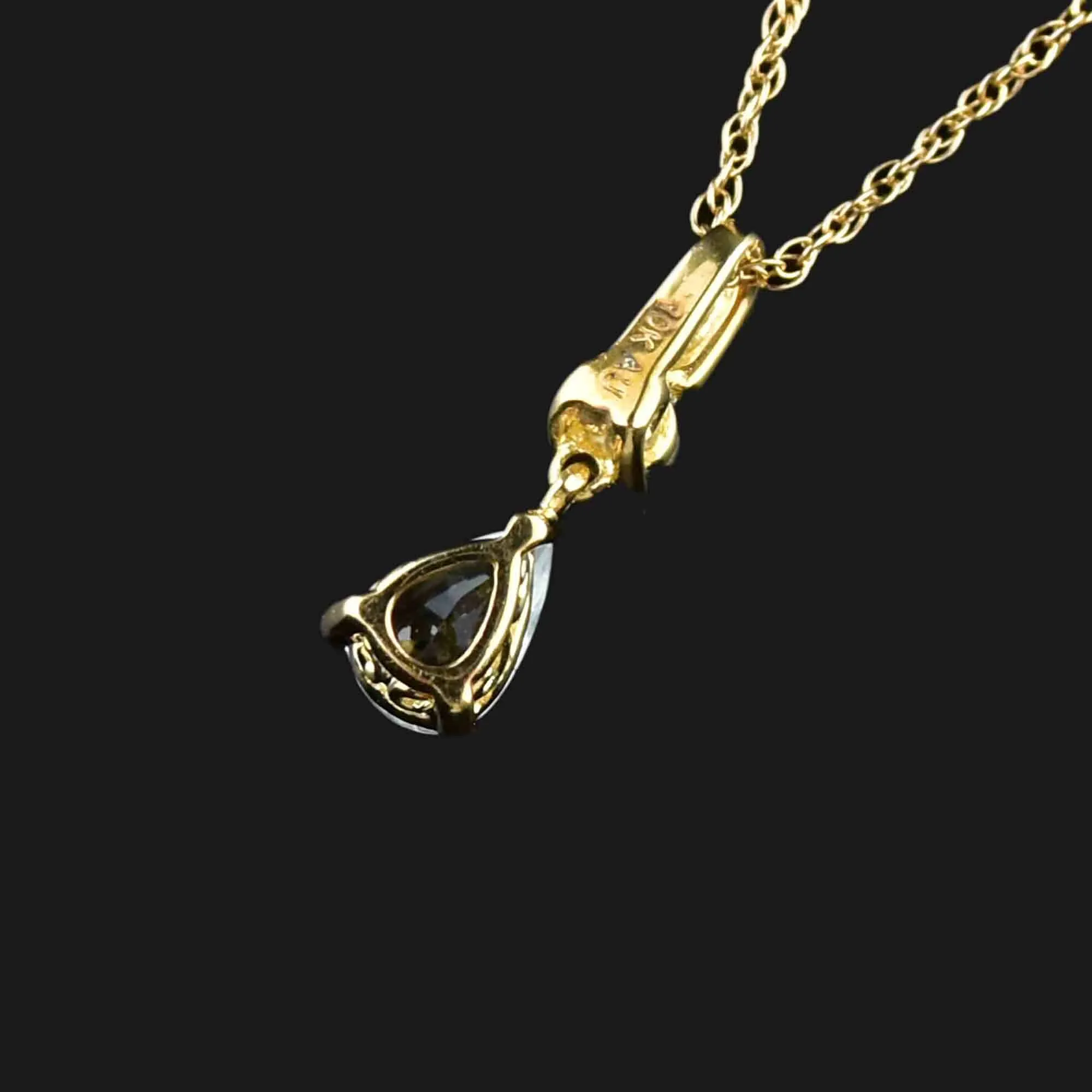 Vintage Diamond Aquamarine Pendant Necklace in 10K Gold